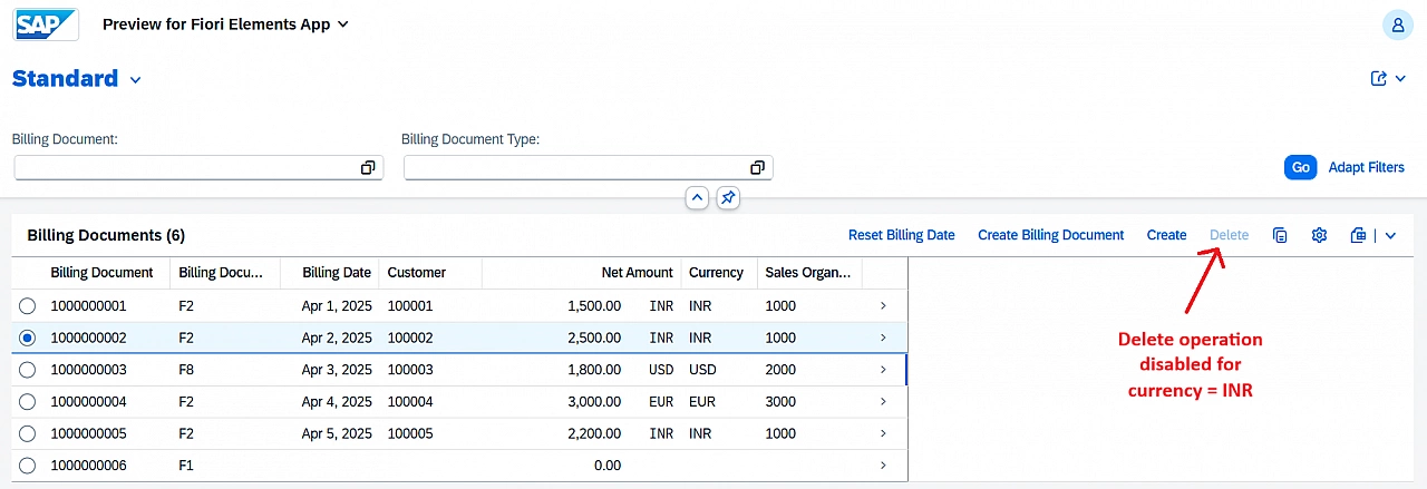 Operation feature control