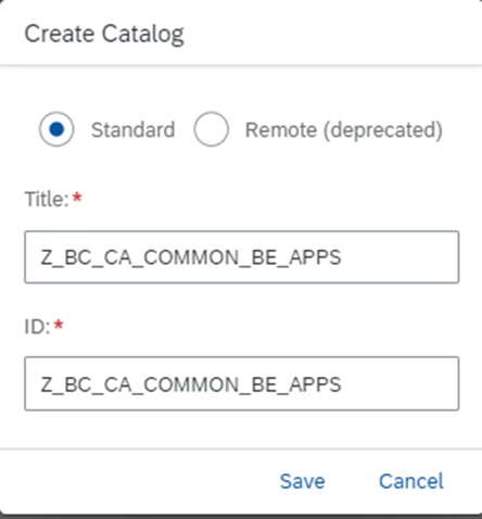 Create Catalog