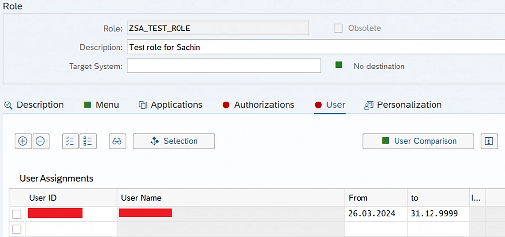 Assign role to user ID