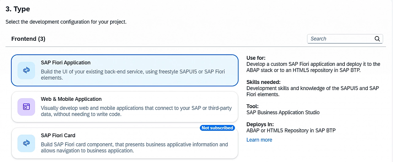 SAP Build App Type