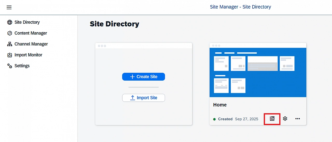 SAP Build Work Zone Site Navigation
