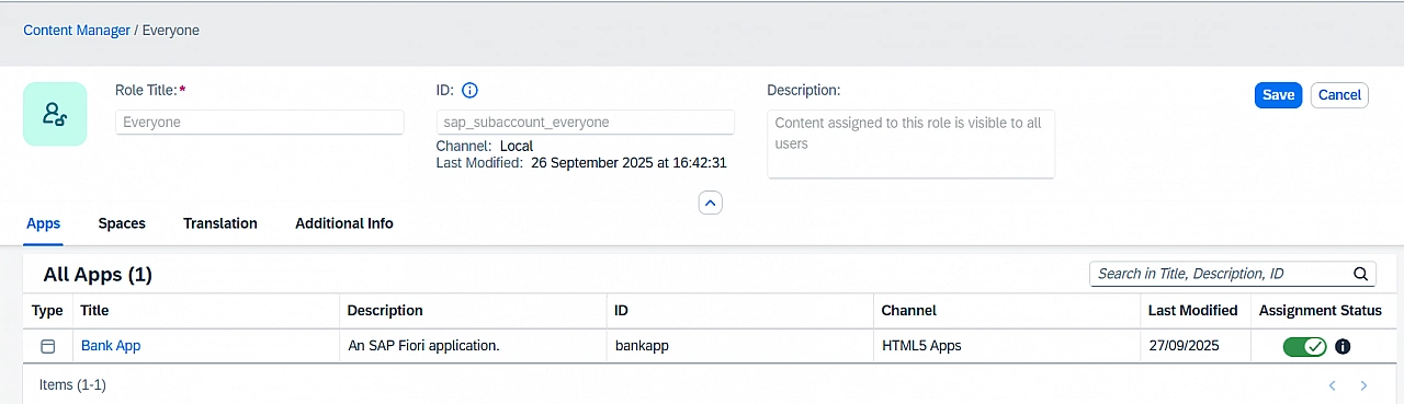 Role assignment to App