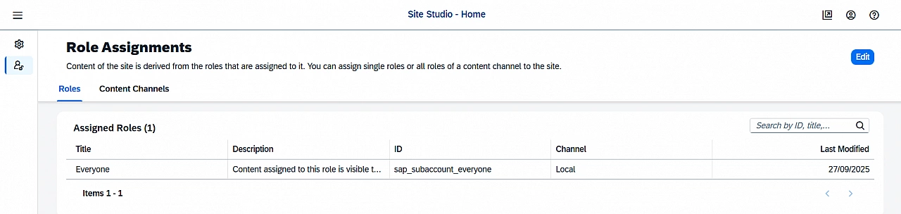 Site picking apps from role