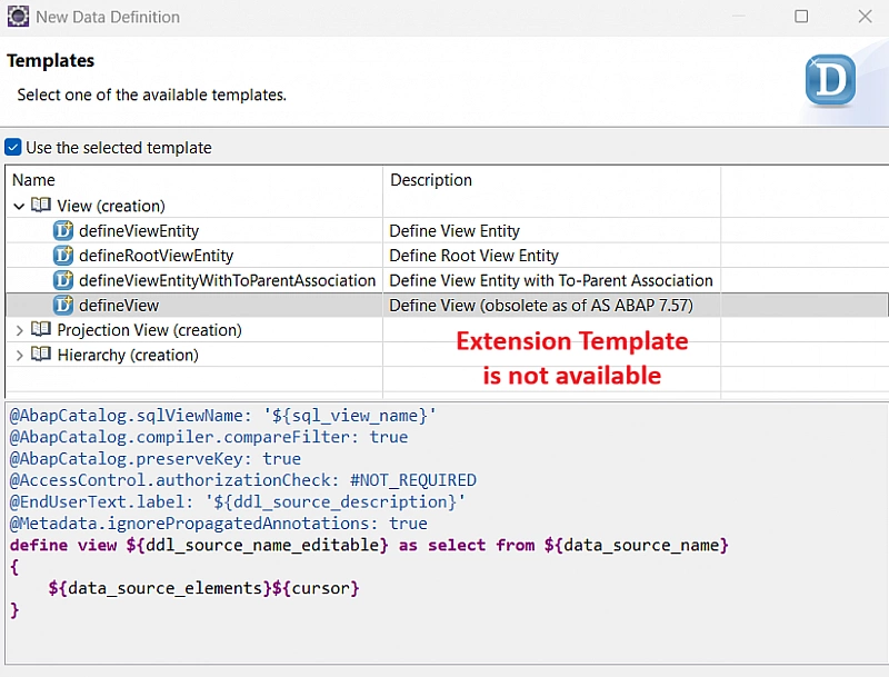 Table Entity Extension Not Available