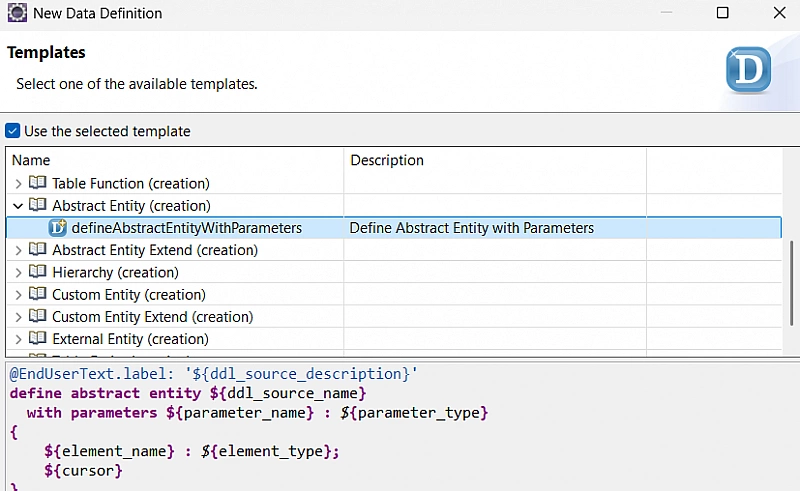 abstract entity template