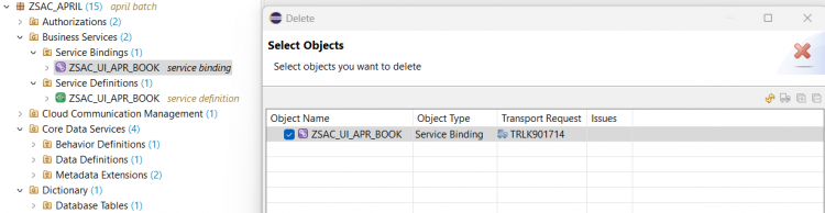 Delete service binding
