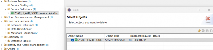 Delete service definition